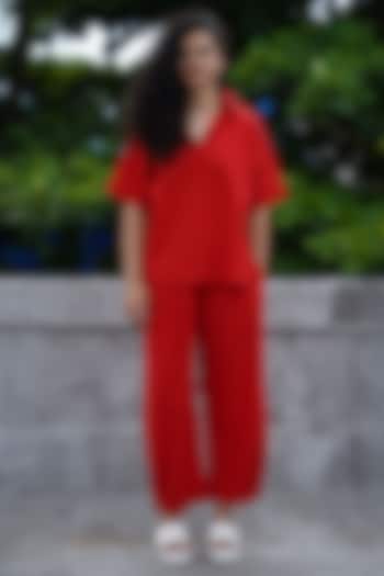 Red Cotton Co-Ord Set by Mati at Pernia's Pop Up Shop