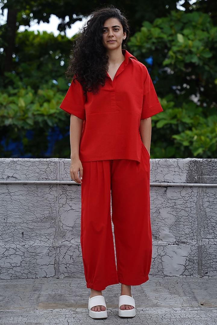 Red Cotton Co-Ord Set by Mati at Pernia's Pop Up Shop
