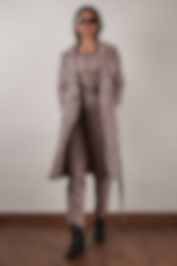 Pink & Black Cotton Block Printed Long Trench Jacket by Mati at Pernia's Pop Up Shop