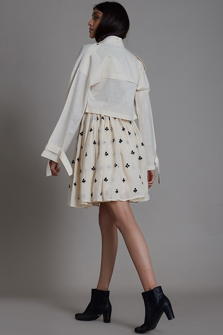 Oatmeal Printed Mini Vacation Dress With Jacket by Mati at Pernia's Pop Up Shop