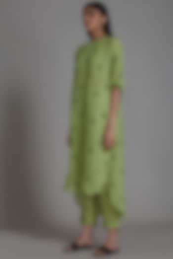 Green Linen Handwoven Tunic Set by Mati