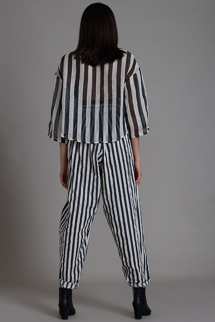 Oatmeal & Black Handwoven Printed Shirt by Mati at Pernia's Pop Up Shop
