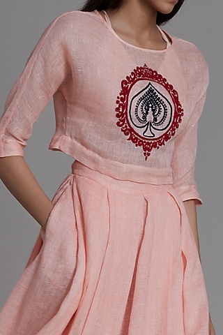 Pink Embroidered Top With Bralette by Mati