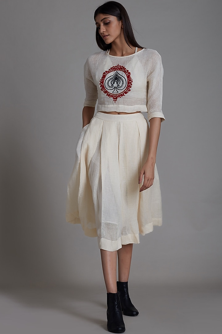 Oatmeal Pure Linen Skirt Set by Mati at Pernia's Pop Up Shop