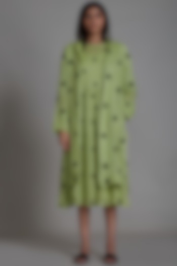 Green Handwoven Jacket by Mati at Pernia's Pop Up Shop