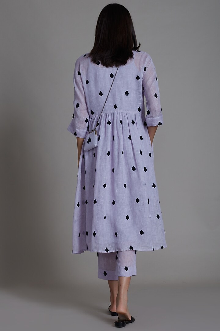 Lavender Embroidered Handwoven Pants by Mati at Pernia's Pop Up Shop