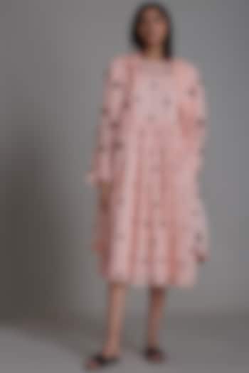 Pink Embroidered Handwoven Jacket Dress by Mati