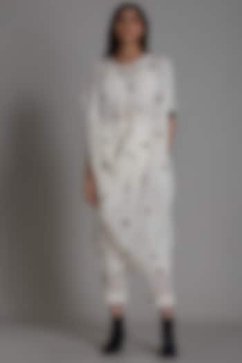 Oatmeal Draped Cowl Handwoven Tunic by Mati at Pernia's Pop Up Shop