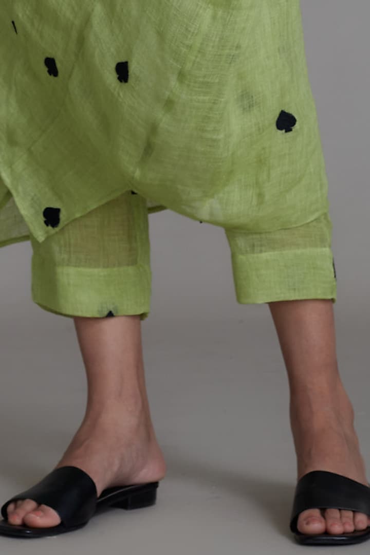 Green Embroidered Pants by Mati