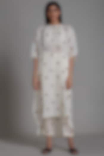 Oatmeal Handwoven Linen Tunic Dress by Mati