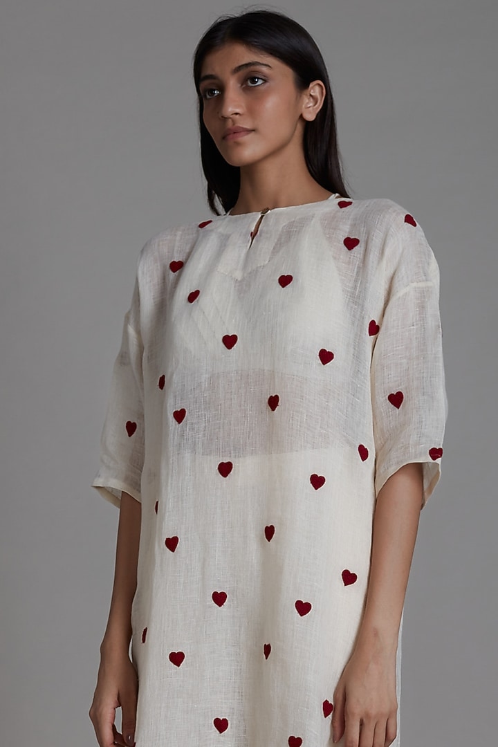 Oatmeal Handwoven Linen Tunic Dress by Mati at Pernia's Pop Up Shop
