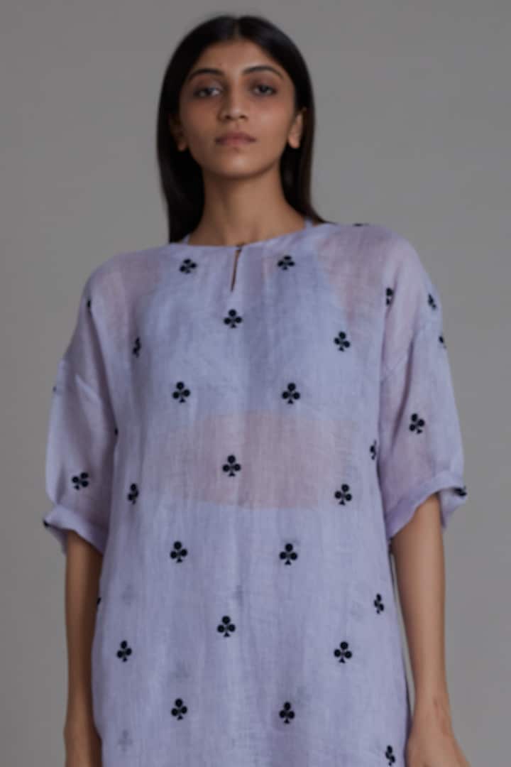 Lavender Handwoven Linen Tunic Dress by Mati at Pernia's Pop Up Shop