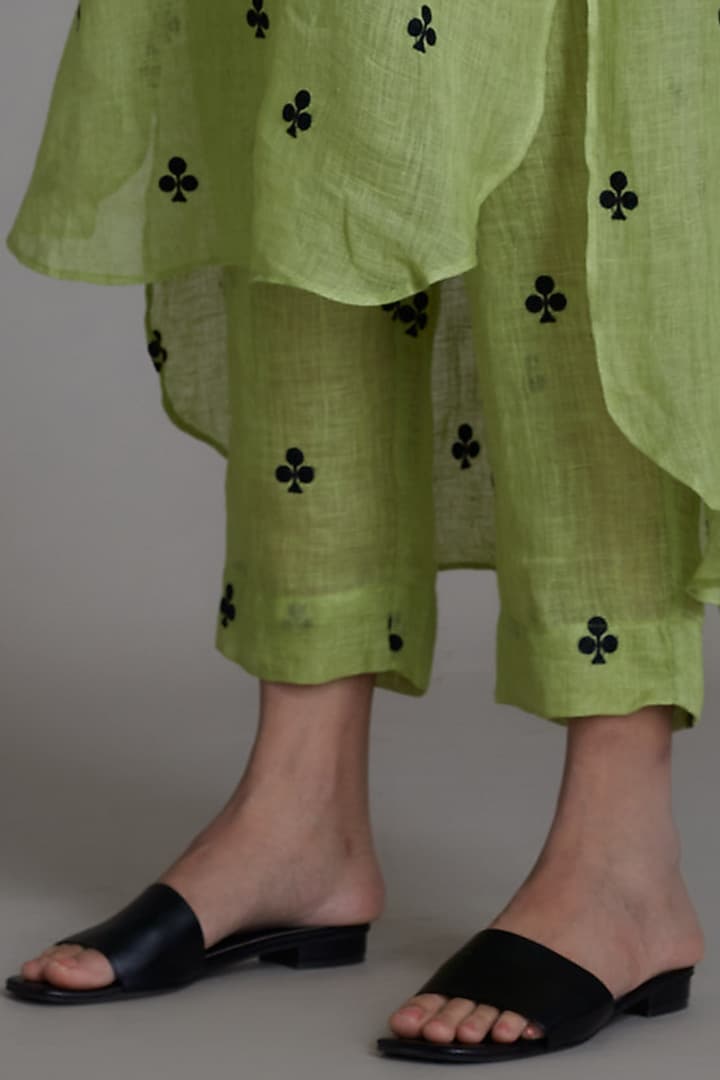 Green Handwoven Linen Tunic Dress by Mati at Pernia's Pop Up Shop
