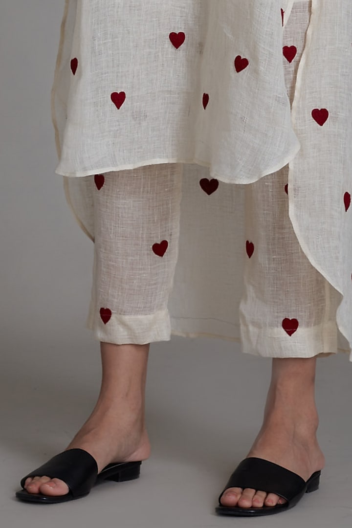 Oatmeal Striped Linen Pants by Mati