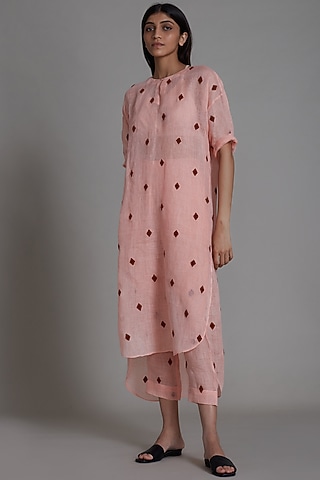 Pink Embroidered Pants by Mati