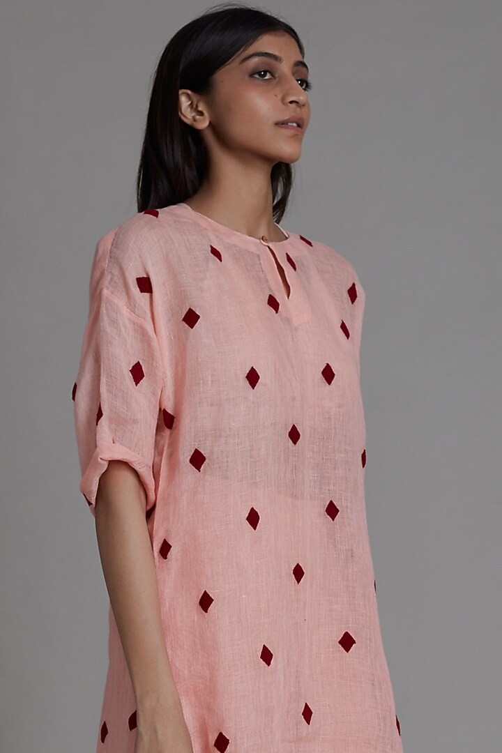 Pink Embroidered Pants by Mati at Pernia's Pop Up Shop