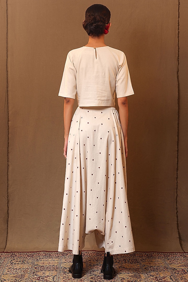 Off-White Handspun Cotton Motifs Embroidered Harem Pants by Mati at Pernia's Pop Up Shop