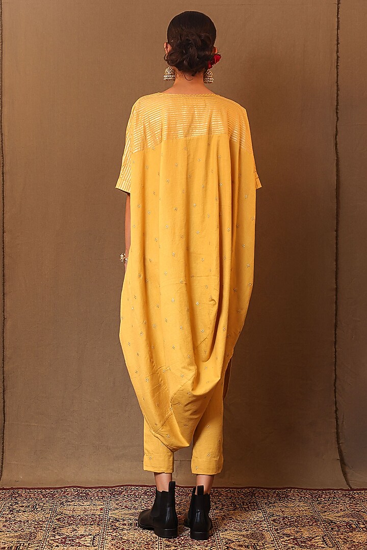 Mustard Handspun Cotton Motifs Embroidered Pant by Mati at Pernia's Pop Up Shop