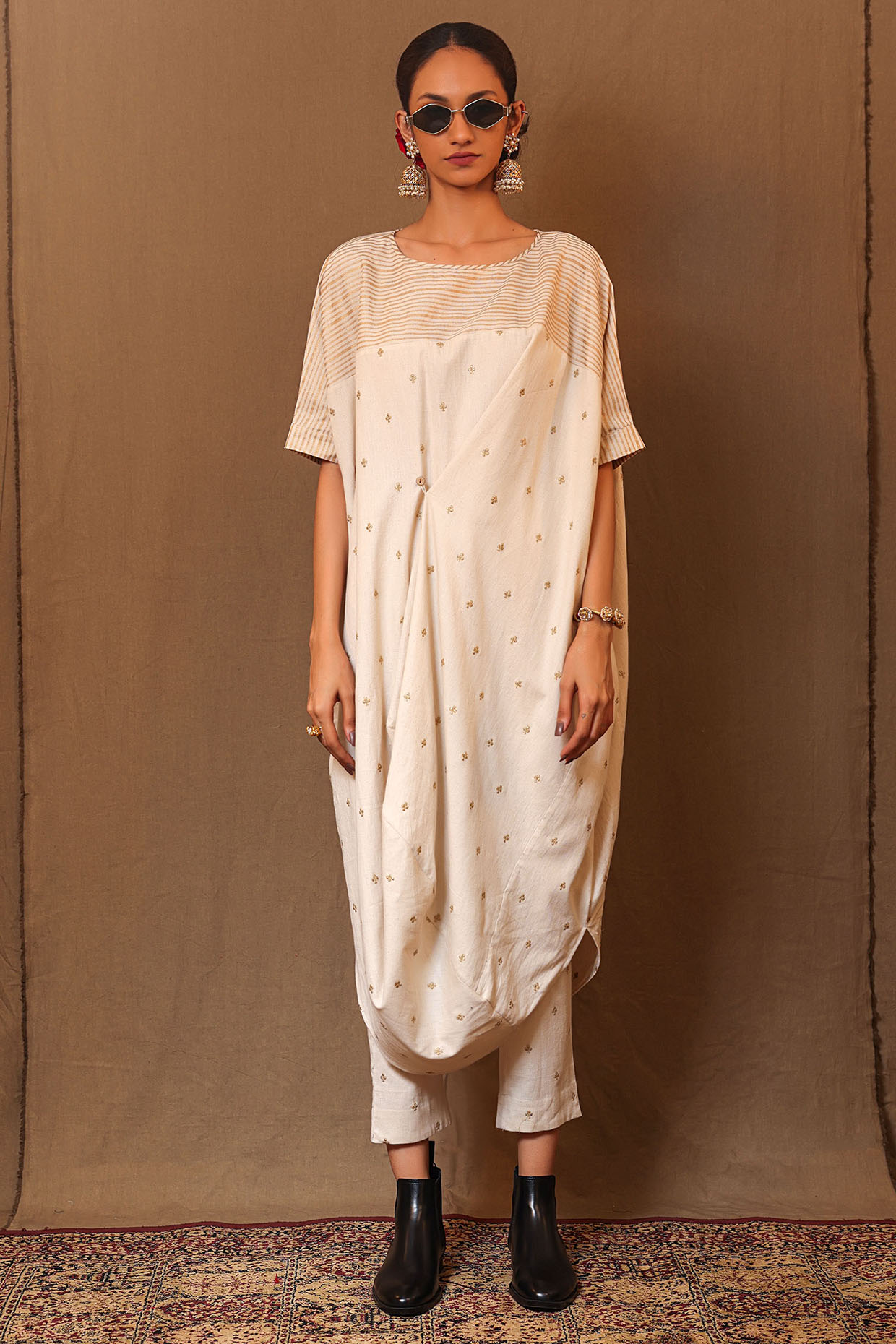 Semistitched Zari Woven Short Tunic