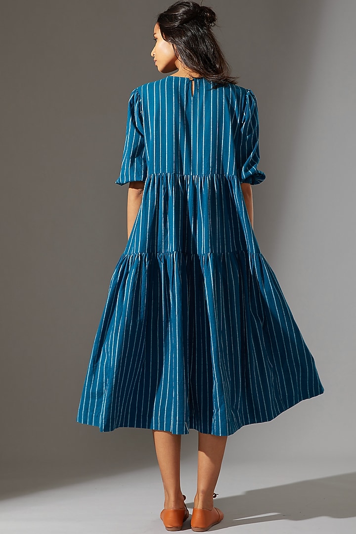 Cobalt Blue Tiered Midi Summer Dress by Mati at Pernia's Pop Up Shop
