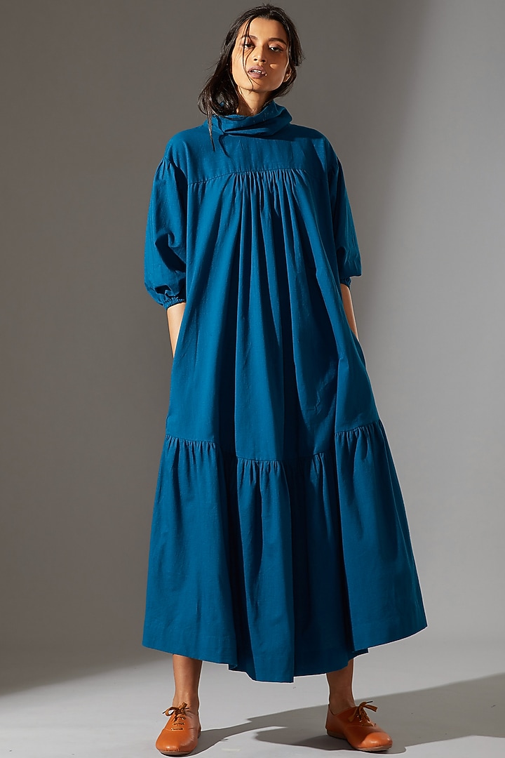 Cobalt Blue Maxi Summer Dress With Belt by Mati at Pernia's Pop Up Shop