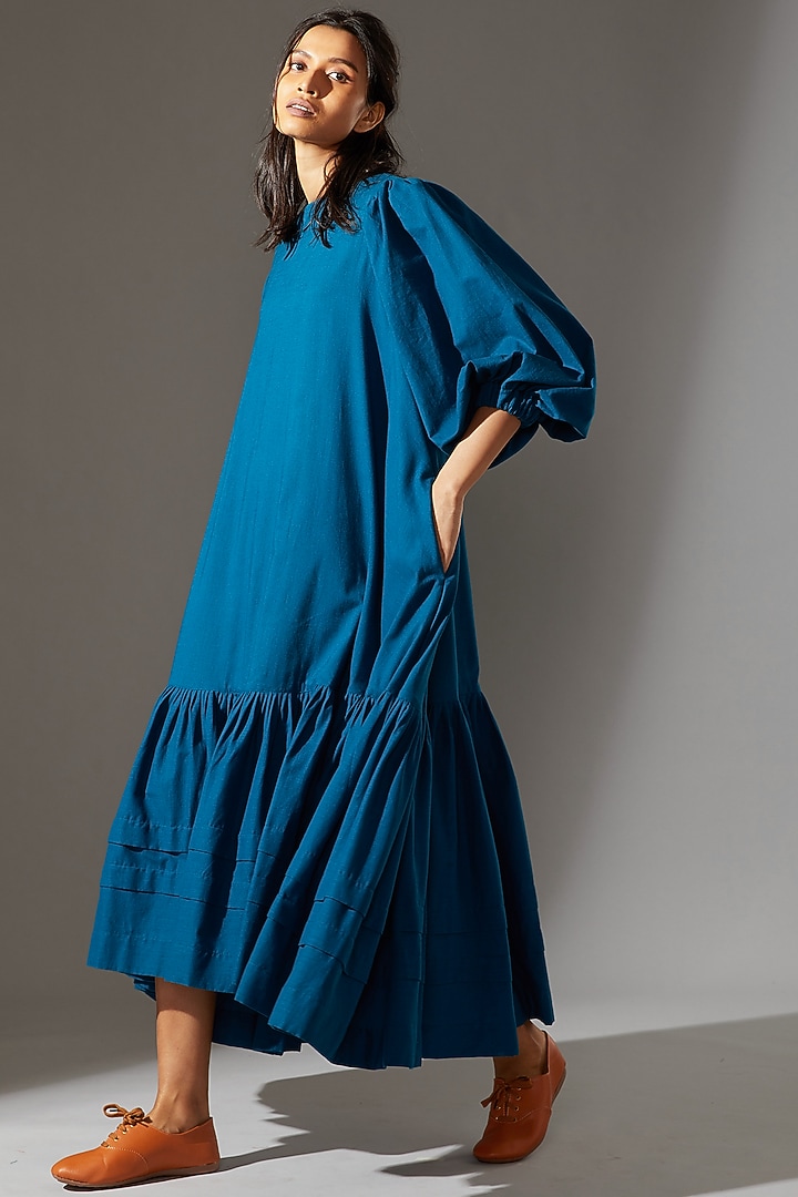 Cobalt Blue Maxi Vacation Dress With Asymmetric Hem by Mati at Pernia's Pop Up Shop