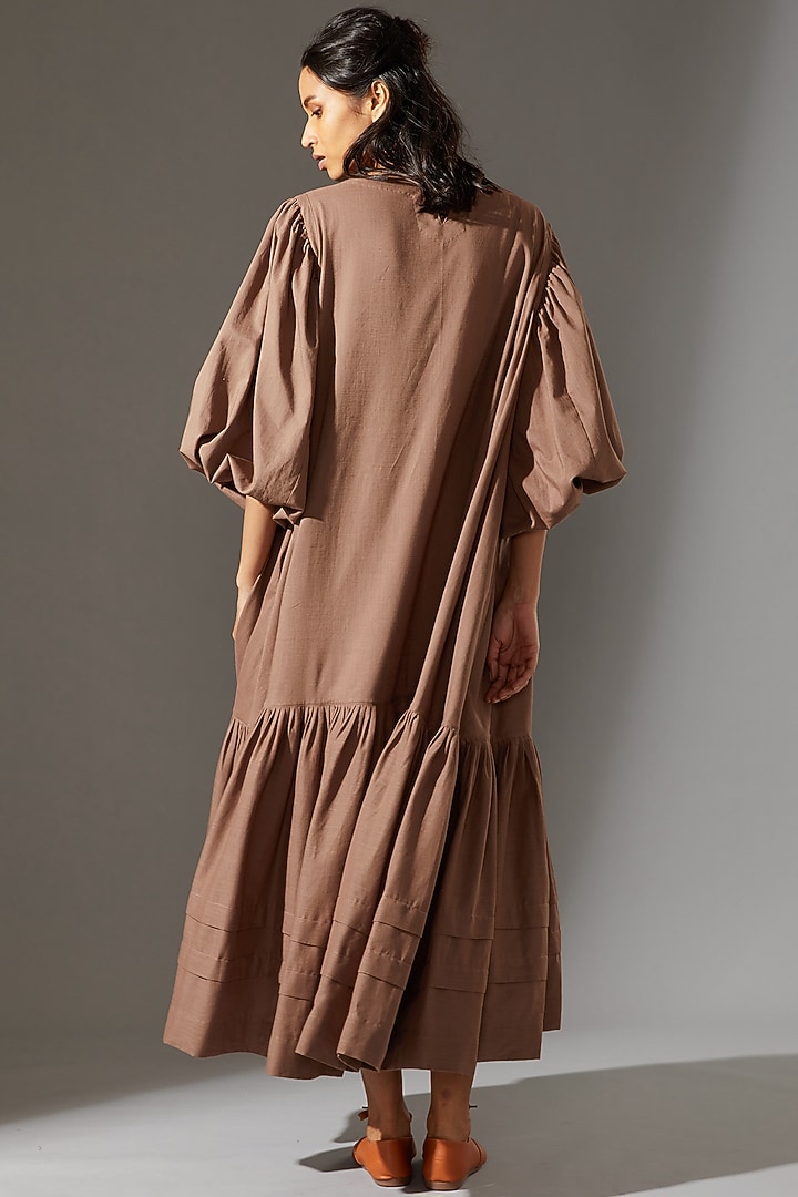 Beige Maxi Vacation Dress With Asymmetric Hem by Mati at Pernia's Pop Up Shop