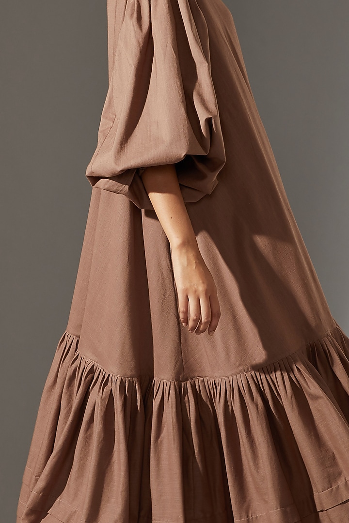 Beige Maxi Vacation Dress With Asymmetric Hem by Mati at Pernia's Pop Up Shop
