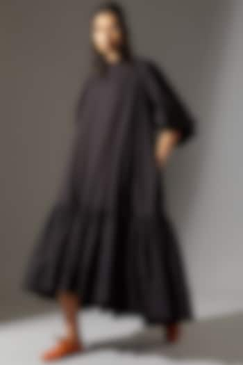 Black Maxi Dress With Asymmetric Hem by Mati at Pernia's Pop Up Shop