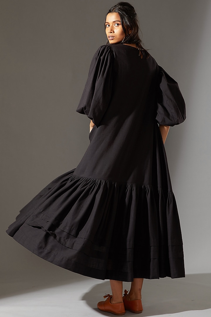 Black Maxi Vacation Dress With Asymmetric Hem by Mati at Pernia's Pop Up Shop