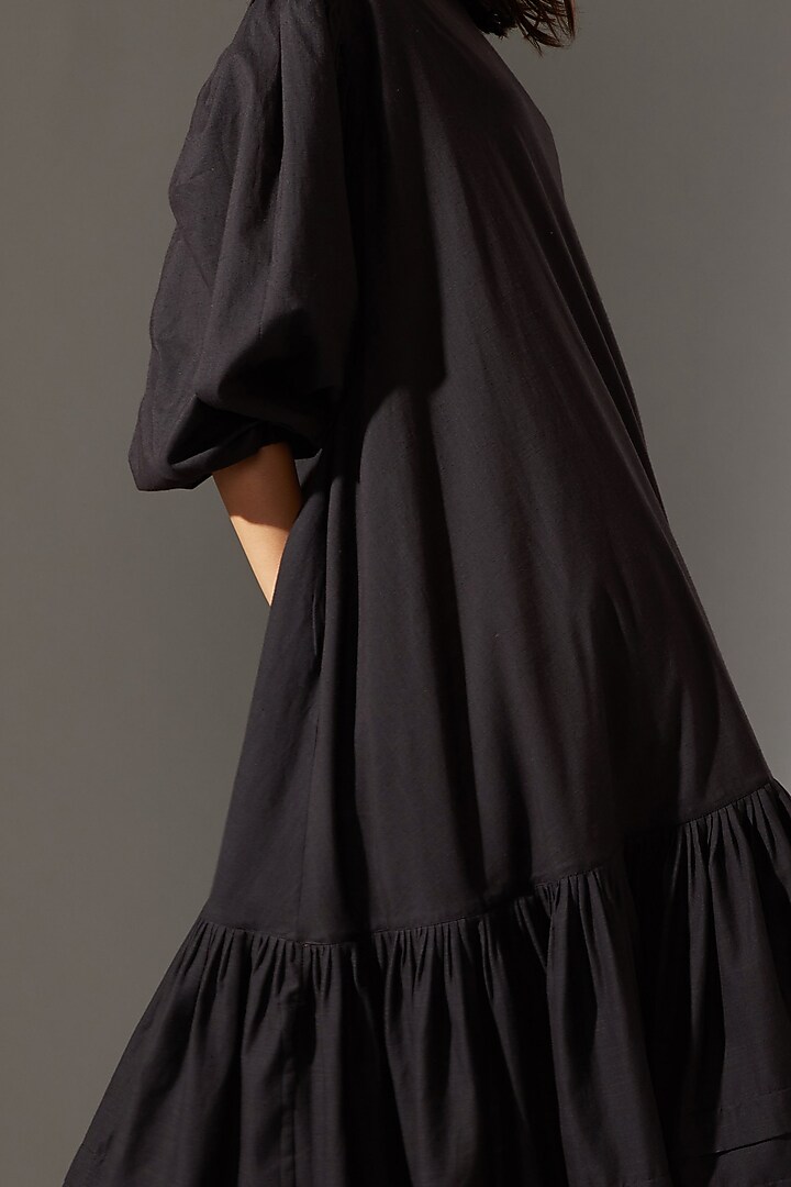 Black Maxi Vacation Dress With Asymmetric Hem by Mati at Pernia's Pop Up Shop