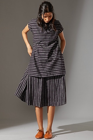 Black Layered Dress With T-Shirt Neck by Mati