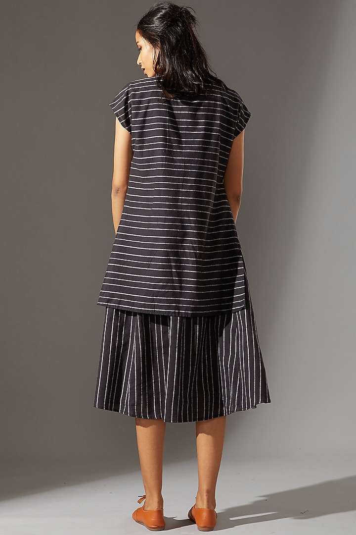 Black Layered Summer Dress With T-Shirt Neck by Mati at Pernia's Pop Up Shop