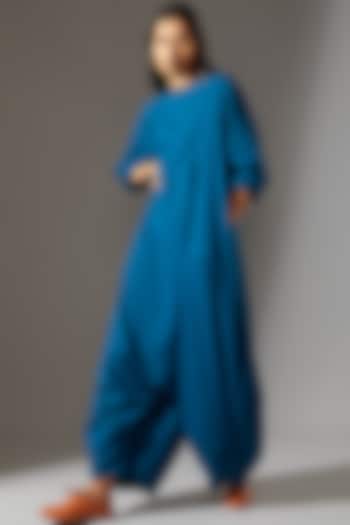 Blue Cotton Jumpsuit by Mati at Pernia's Pop Up Shop