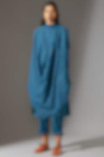 Blue Cotton Cowl Dress by Mati at Pernia's Pop Up Shop