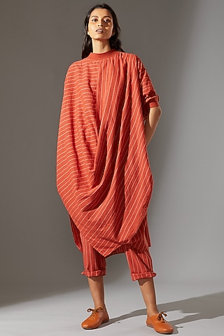 Rust Cotton Cowl Dress by Mati