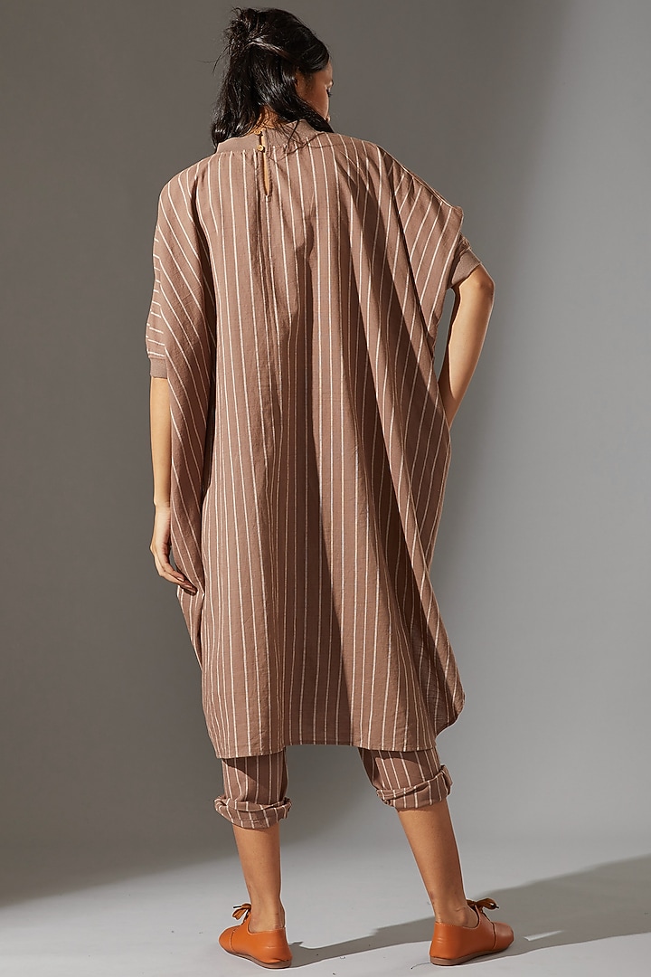 Beige Cotton Cowl Dress by Mati at Pernia's Pop Up Shop