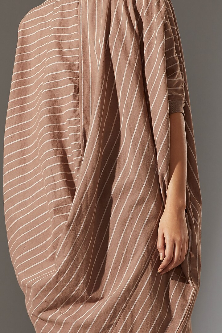Beige Cotton Cowl Dress by Mati at Pernia's Pop Up Shop