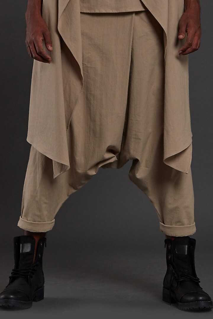 Beige Cotton Handwoven Jacket Set by Mati Men at Pernia's Pop Up Shop