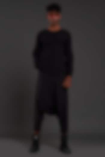 Black Cotton Handwoven Co-Ord Set by Mati Men at Pernia's Pop Up Shop