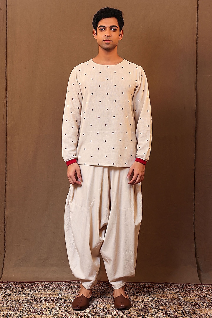 Off-White Handspun Cotton Baggy Pants by Mati Men at Pernia's Pop Up Shop