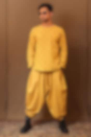 Mustard Handspun Cotton Baggy Pants by Mati Men at Pernia's Pop Up Shop