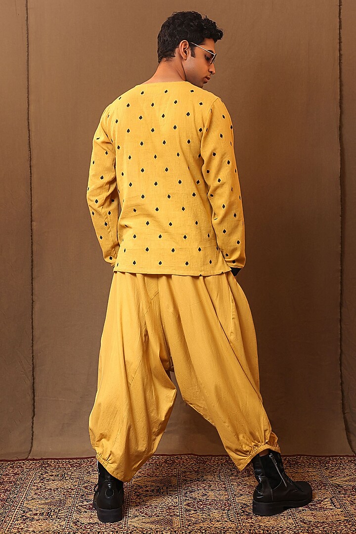 Mustard Handspun Cotton Baggy Pants by Mati Men at Pernia's Pop Up Shop