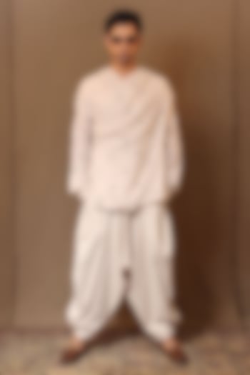 Off-White Handspun Soft Cotton Embroidered Co-Ord Set by Mati Men at Pernia's Pop Up Shop