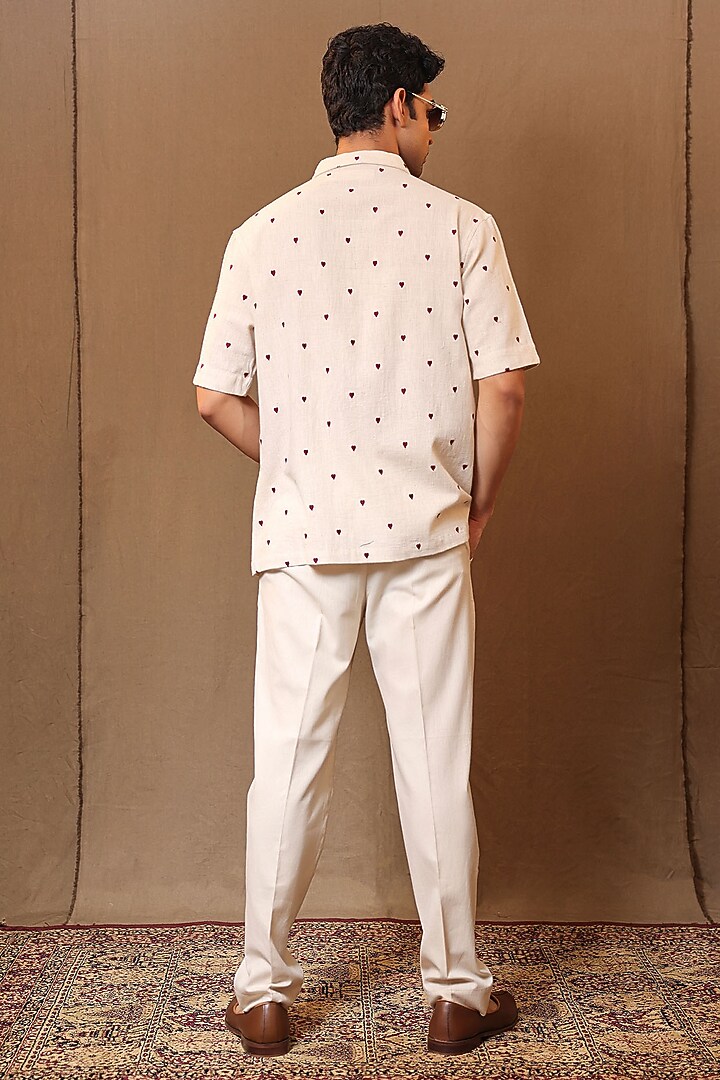 Off-White Handspun Kala Cotton Embroidered Overlap Jacket by Mati Men at Pernia's Pop Up Shop