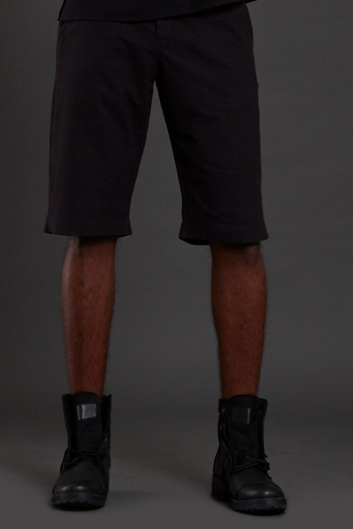 Black Cotton Handwoven Shorts by Mati Men at Pernia's Pop Up Shop