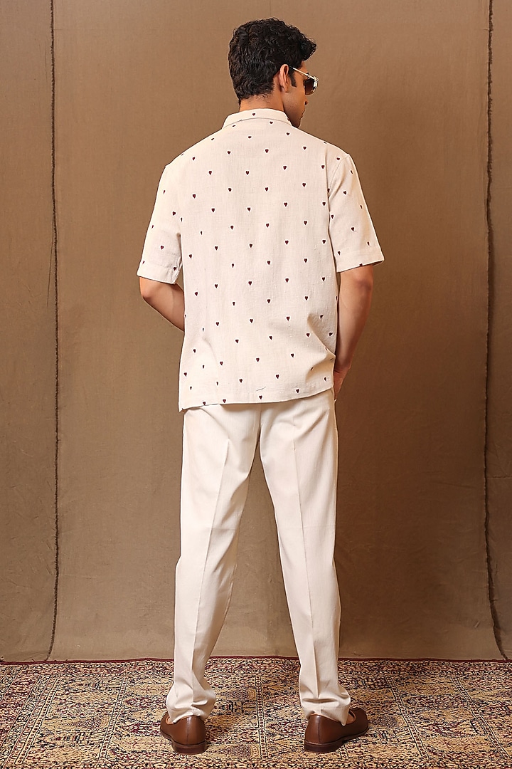 Off-White Handspun Cotton Straight Pants by Mati Men at Pernia's Pop Up Shop