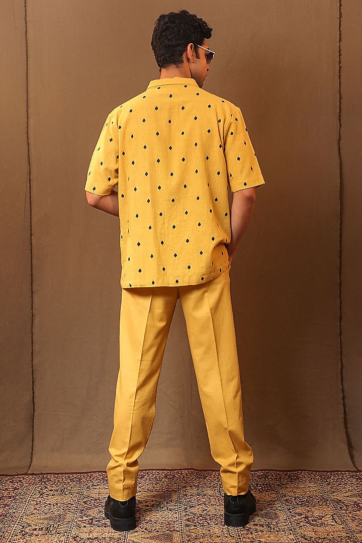 Mustard Handspun Cotton Straight Pants by Mati Men at Pernia's Pop Up Shop
