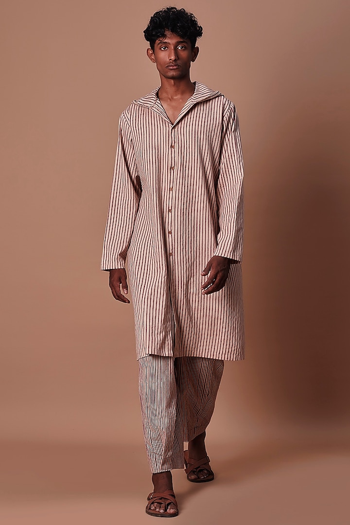 Mauve Handwoven Cotton Trousers by Mati Men