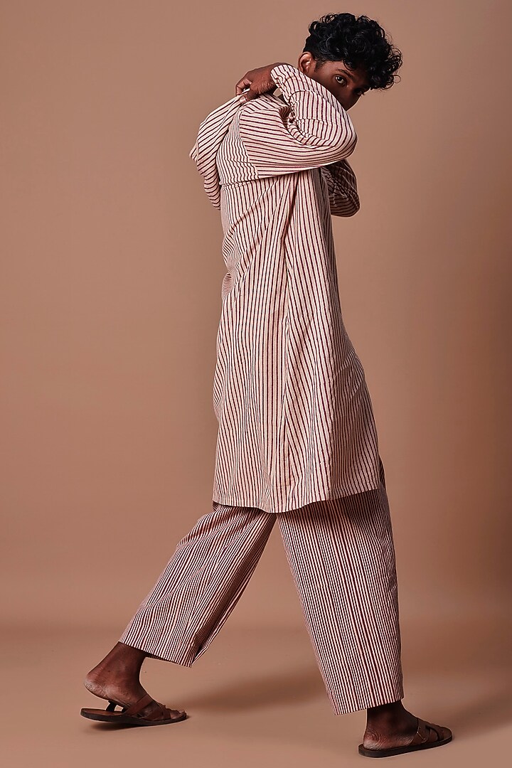 Mauve Handwoven Cotton Trousers by Mati Men at Pernia's Pop Up Shop